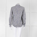 Equipment Micro Stripe Star Print Shirt with Ruffle Front