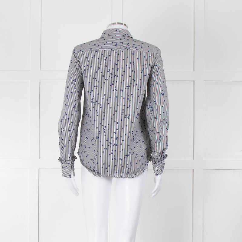 Equipment Micro Stripe Star Print Shirt with Ruffle Front