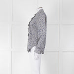 Equipment Micro Stripe Star Print Shirt with Ruffle Front