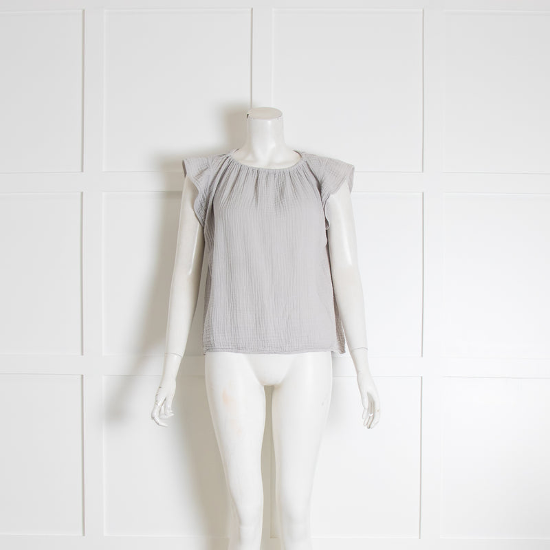 Velvet Grey Short Cap Sleeve Crinkle Top