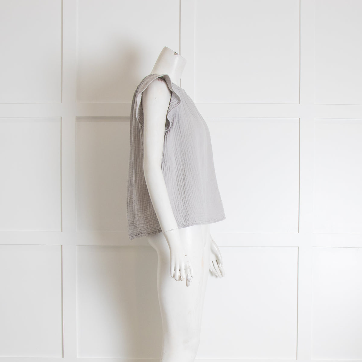 Velvet Grey Short Cap Sleeve Crinkle Top