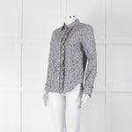 Equipment Micro Stripe Star Print Shirt with Ruffle Front
