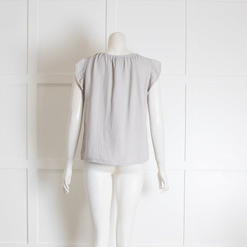 Velvet Grey Short Cap Sleeve Crinkle Top