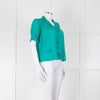 See By Chloe Turquoise Ruffle Front Short Sleeve Blouse