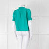 See By Chloe Turquoise Ruffle Front Short Sleeve Blouse
