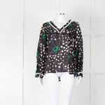 See By Chloe Black Floral And Dot Print V Neck Top
