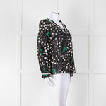 See By Chloe Black Floral And Dot Print V Neck Top