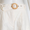 Zimmermann Cream Linen Trousers with Belt & Raffia Buckle