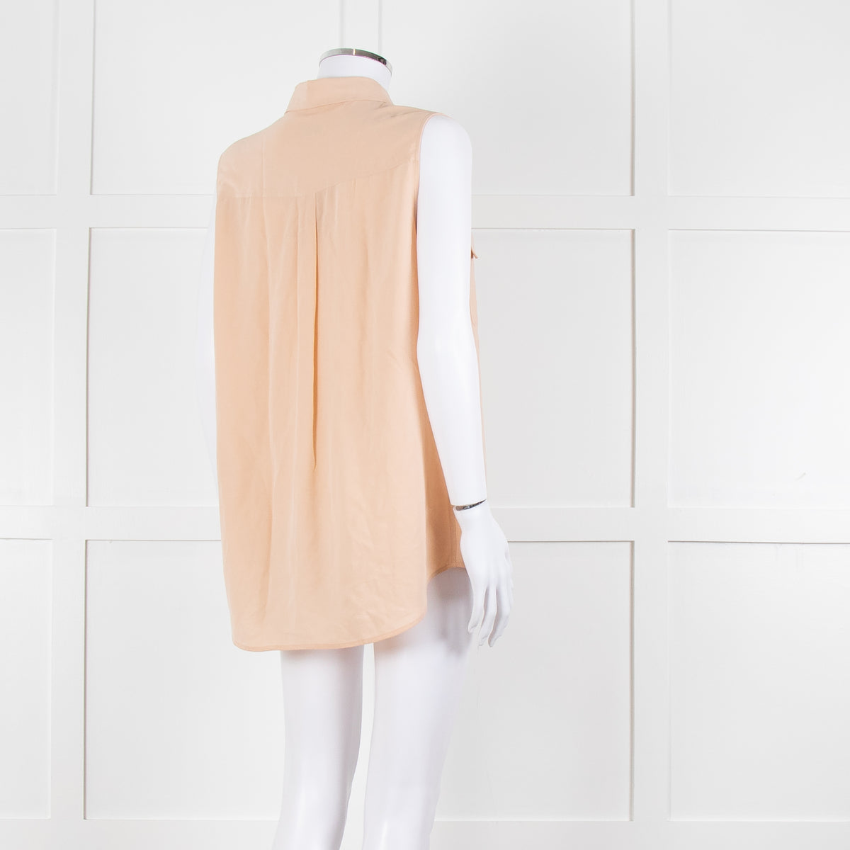 Equipment Pale Peach Button Up Sleeveless Silk Top