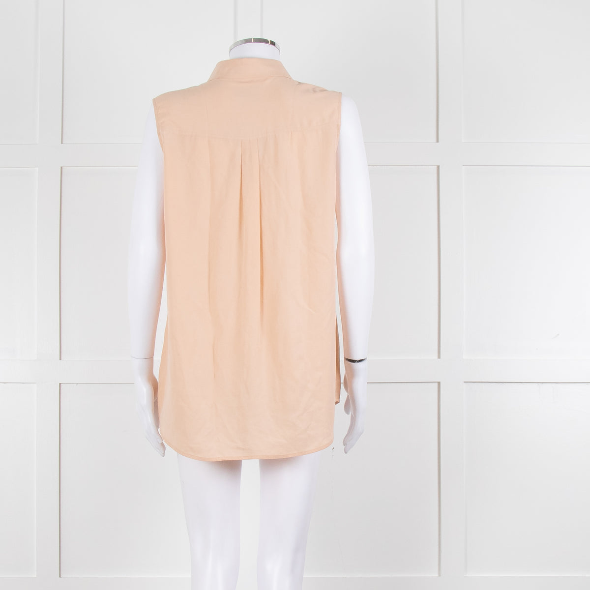 Equipment Pale Peach Button Up Sleeveless Silk Top