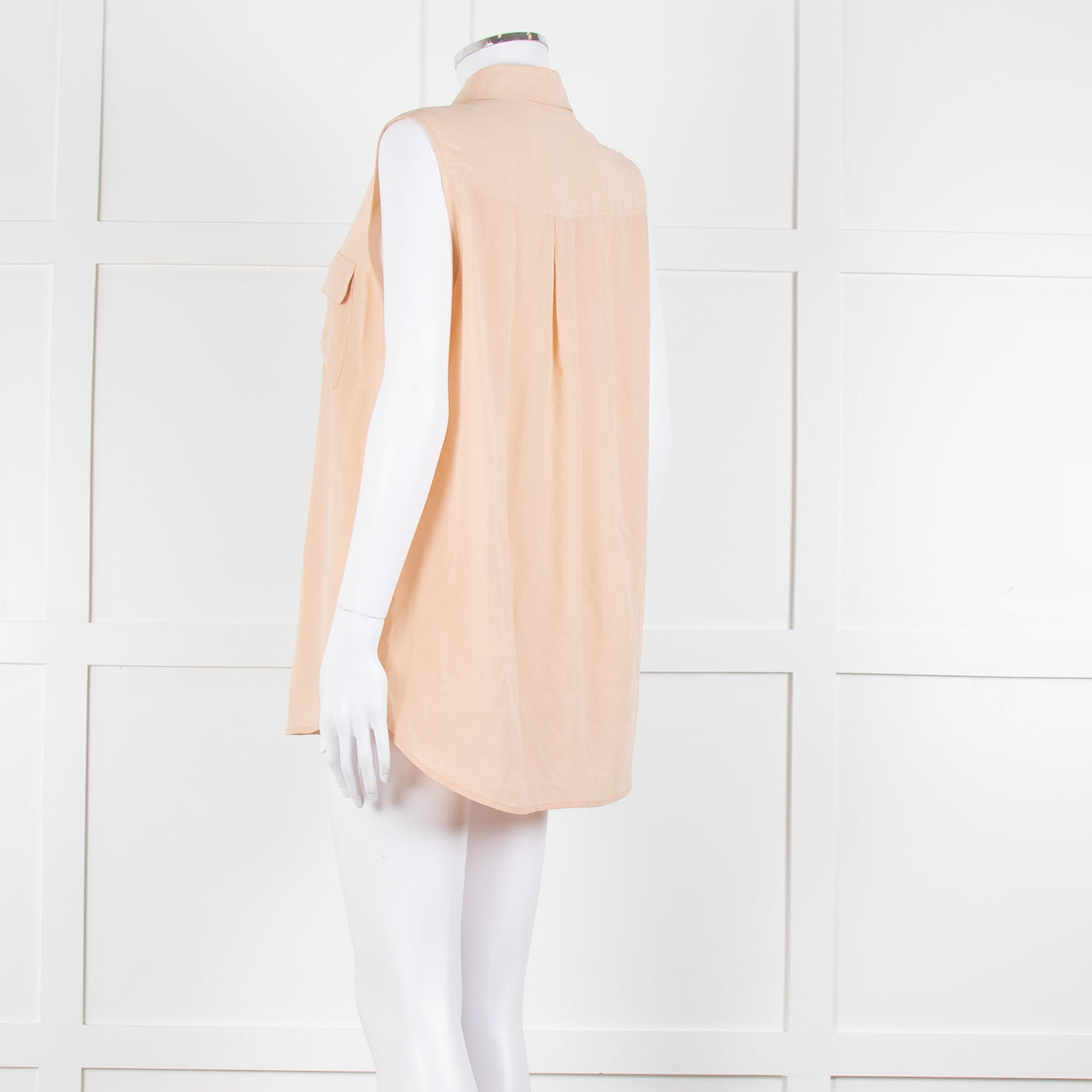 Equipment Pale Peach Button Up Sleeveless Silk Top