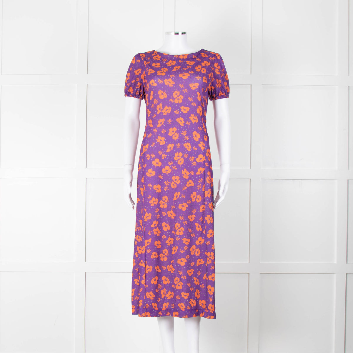 Bimba Y Lola Purple and Orange Floral Open Back T-Shirt Dress