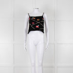 Tach Clothing Black Knitted Crop Top with Flower Motifs