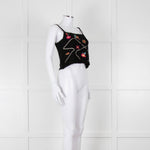 Tach Clothing Black Knitted Crop Top with Flower Motifs