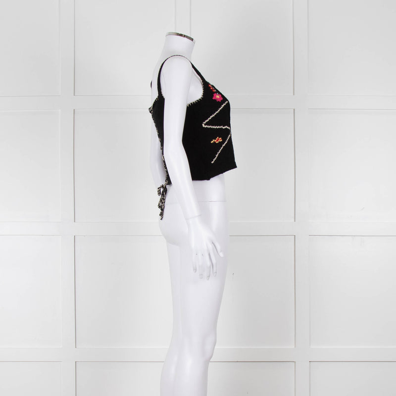 Tach Clothing Black Knitted Crop Top with Flower Motifs
