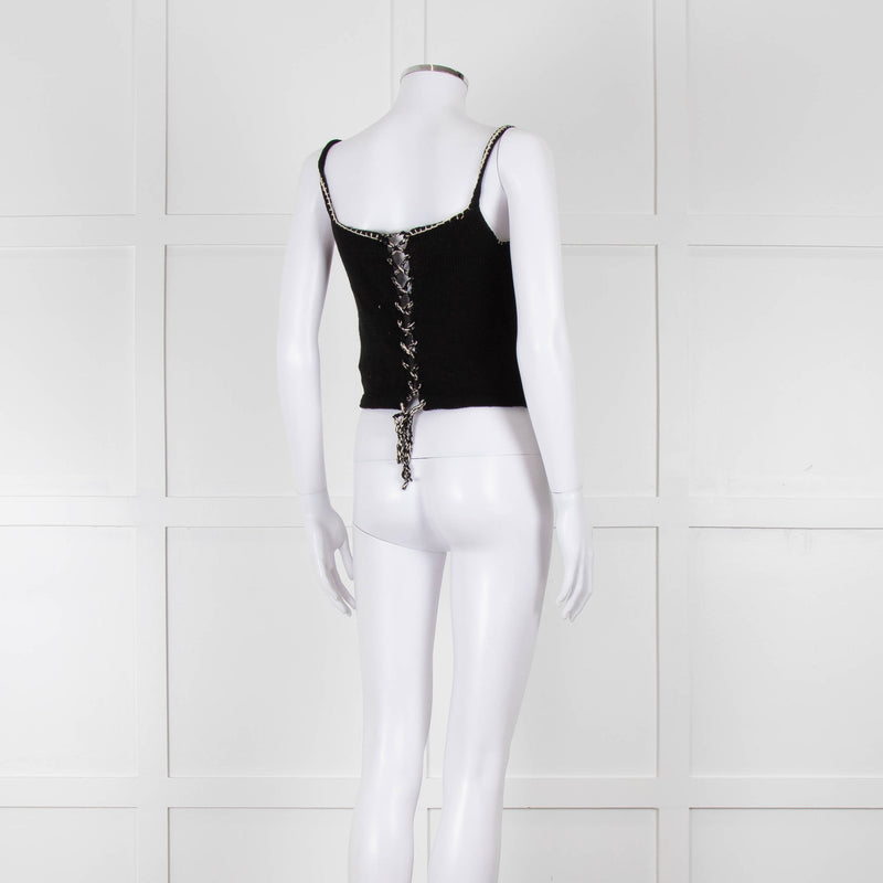 Tach Clothing Black Knitted Crop Top with Flower Motifs