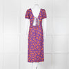 Bimba Y Lola Purple and Orange Floral Open Back T-Shirt Dress