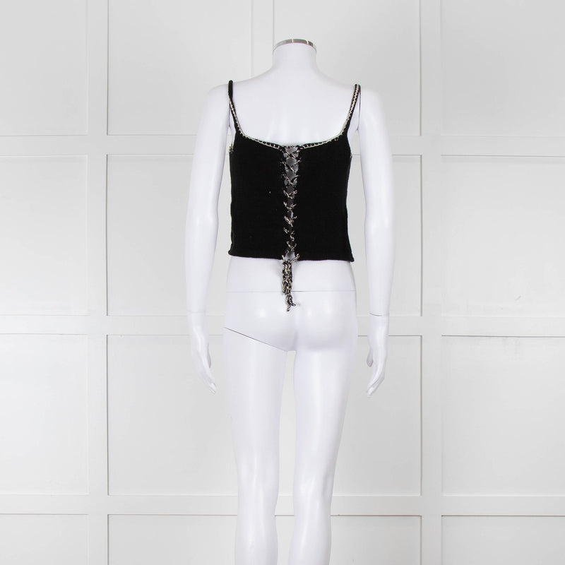 Tach Clothing Black Knitted Crop Top with Flower Motifs