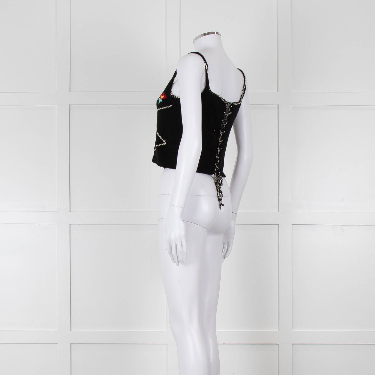 Tach Clothing Black Knitted Crop Top with Flower Motifs
