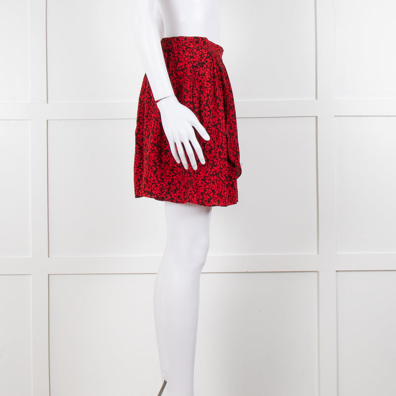 Zadig & Voltaire Black Red Floral Mini Skirt
