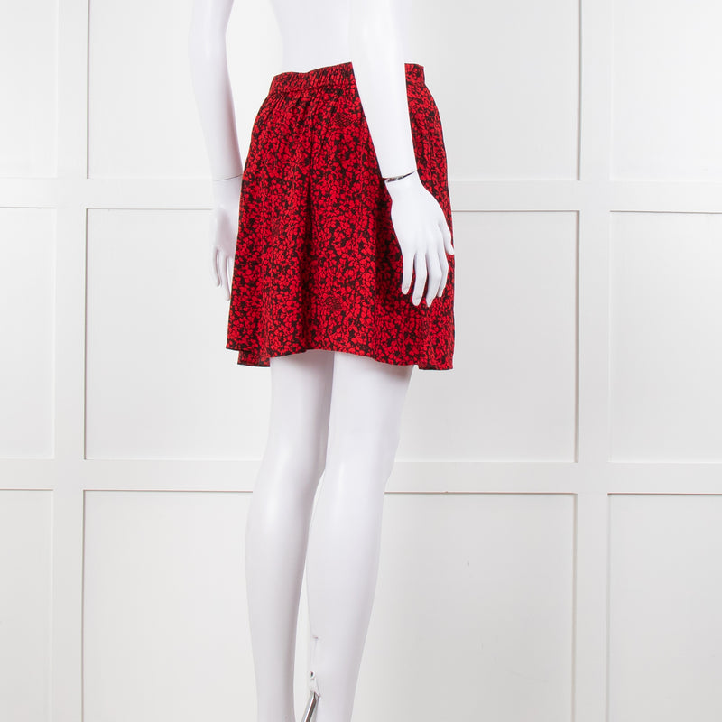 Zadig & Voltaire Black Red Floral Mini Skirt