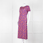 Bimba Y Lola Purple and Orange Floral Open Back T-Shirt Dress