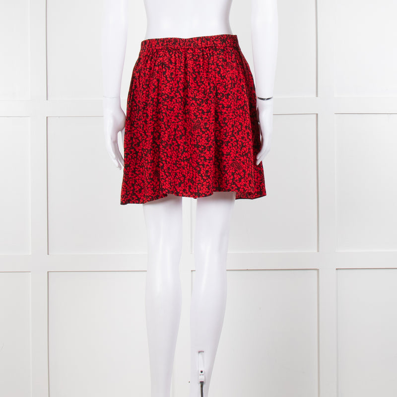 Zadig & Voltaire Black Red Floral Mini Skirt