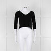 D. Exterior Black Crepe V Neck Top with Eyelet detail