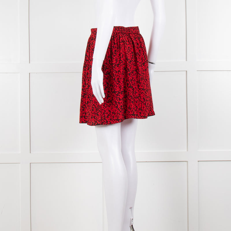 Zadig & Voltaire Black Red Floral Mini Skirt