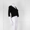 D. Exterior Black Crepe V Neck Top with Eyelet detail