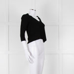 D. Exterior Black Crepe V Neck Top with Eyelet detail
