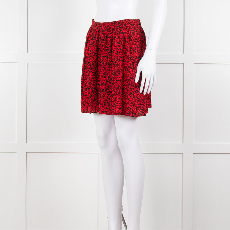 Zadig & Voltaire Black Red Floral Mini Skirt
