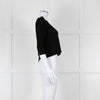 D. Exterior Black Crepe V Neck Top with Eyelet detail