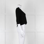 D. Exterior Black Crepe V Neck Top with Eyelet detail