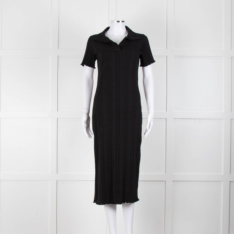 Bimba y Lola Black Collared T-Shirt Midi Dress