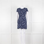 Sandro Navy Blue Lace Cut Out Back Fitted Dress