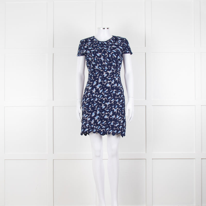 Sandro Navy Blue Lace Cut Out Back Fitted Dress