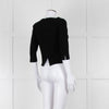 D. Exterior Black Crepe V Neck Top with Eyelet detail