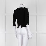 D. Exterior Black Crepe V Neck Top with Eyelet detail