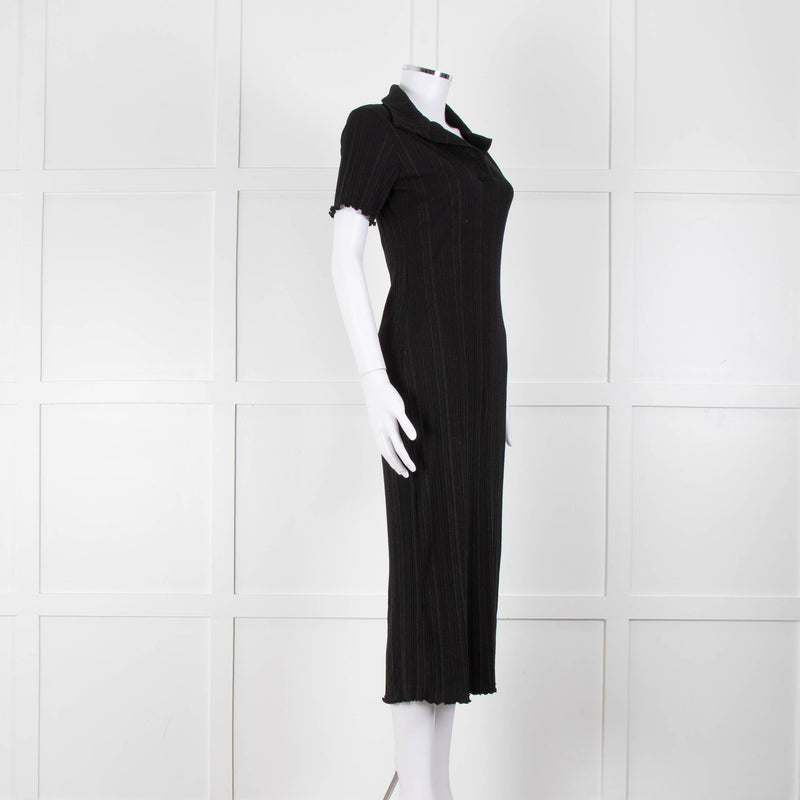 Bimba y Lola Black Collared T-Shirt Midi Dress
