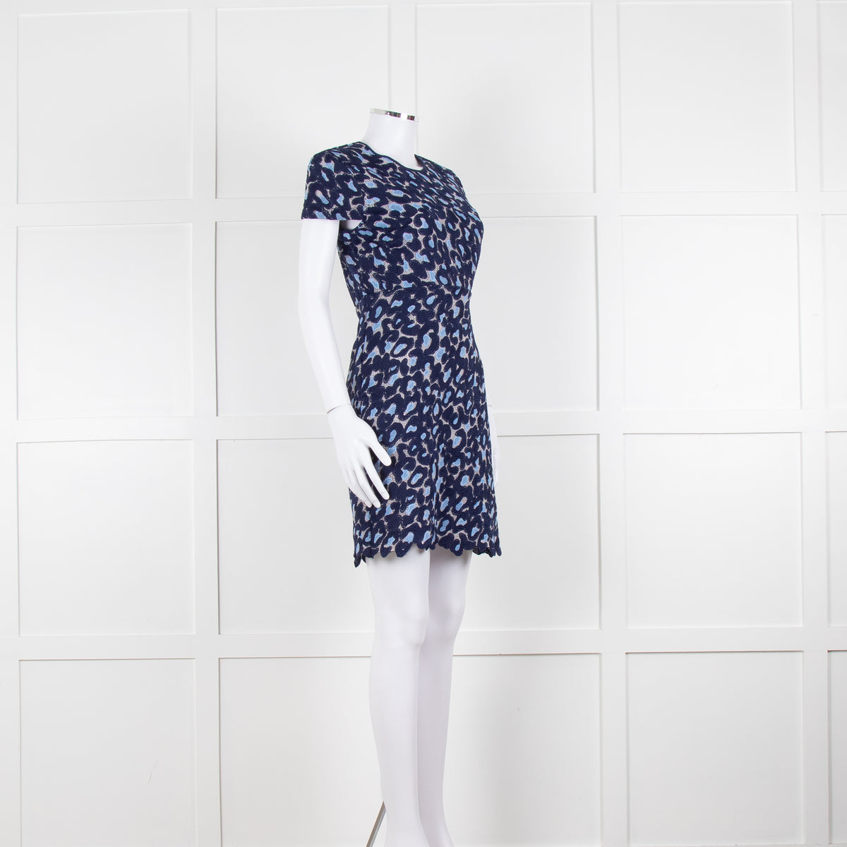 Sandro Navy Blue Lace Cut Out Back Fitted Dress