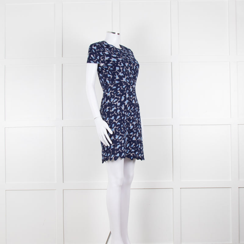 Sandro Navy Blue Lace Cut Out Back Fitted Dress