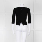 D. Exterior Black Crepe V Neck Top with Eyelet detail