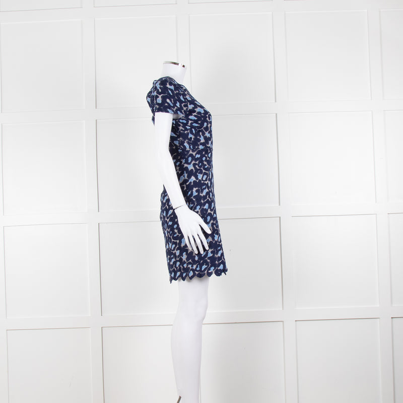 Sandro Navy Blue Lace Cut Out Back Fitted Dress