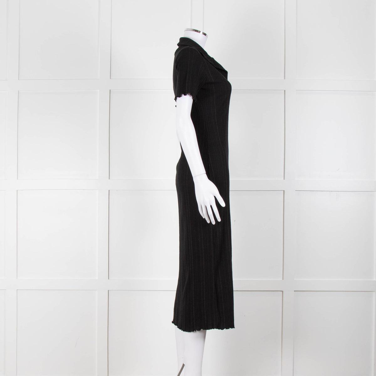 Bimba y Lola Black Collared T-Shirt Midi Dress