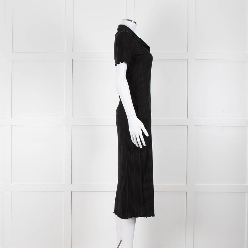 Bimba y Lola Black Collared T-Shirt Midi Dress