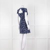 Sandro Navy Blue Lace Cut Out Back Fitted Dress