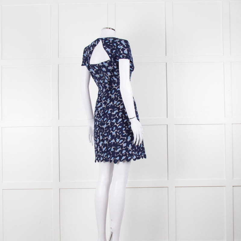 Sandro Navy Blue Lace Cut Out Back Fitted Dress