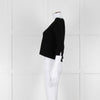 D. Exterior Black Crepe V Neck Top with Eyelet detail