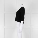 D. Exterior Black Crepe V Neck Top with Eyelet detail